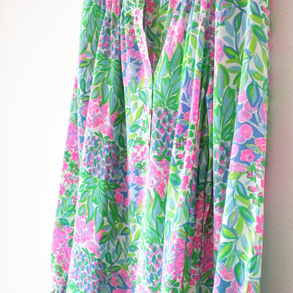 Lilly Pulitzer $178 Elsa Silk Top, Multi A Cherry On Top, Sz L, NWT - Picture 3 of 9